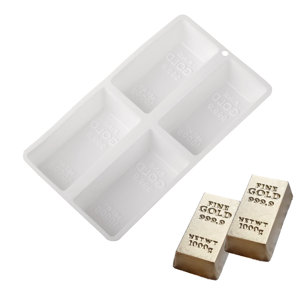 Kitchen Gadgets Gold - 4-Cellen Gouden Bar Vormige Mousse Taart