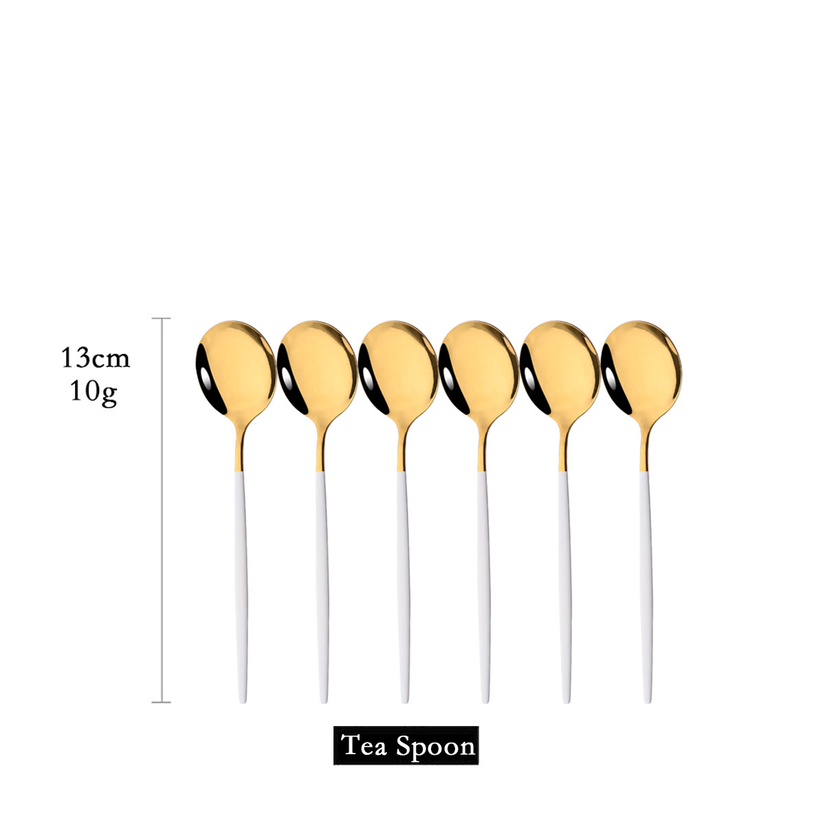 Kitchen Gadgets Gold - 6 stuks spiegel wit goud theelepel