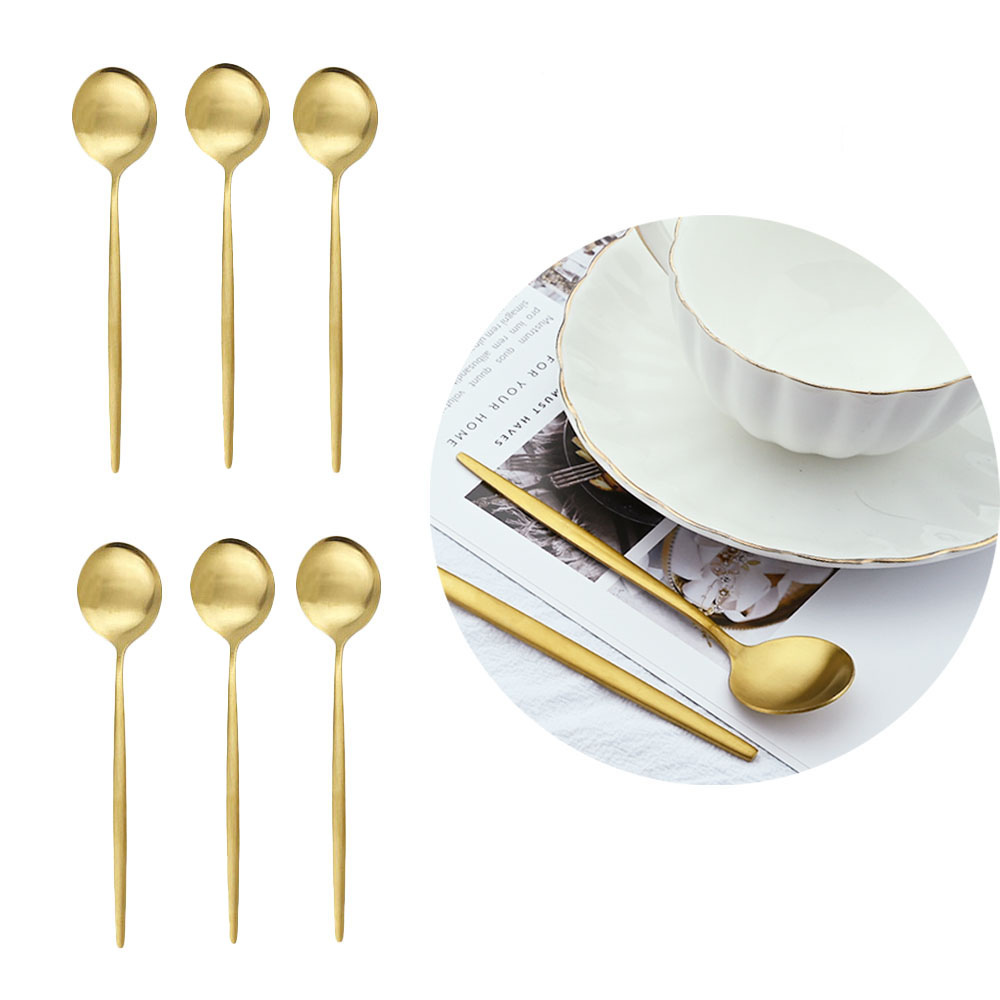 Kitchen Gadgets Gold - 6 Stuks Matte Roestvrijstalen Theelepel Voor