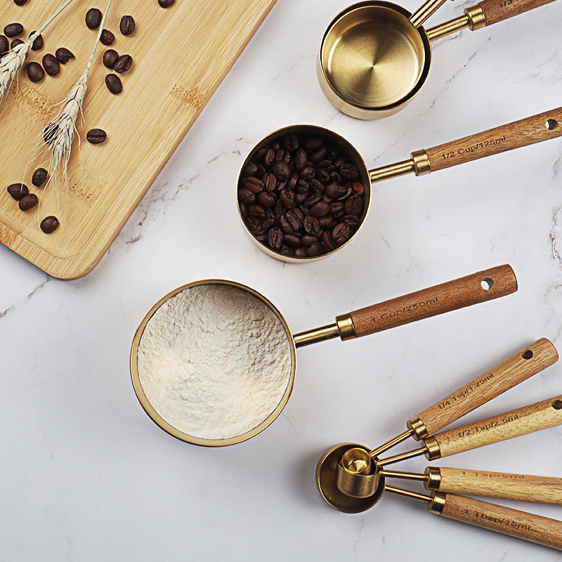 4/8 Stuks Houten Gouden Maatbe - Kitchen Gadgets Gold recensie en prijs