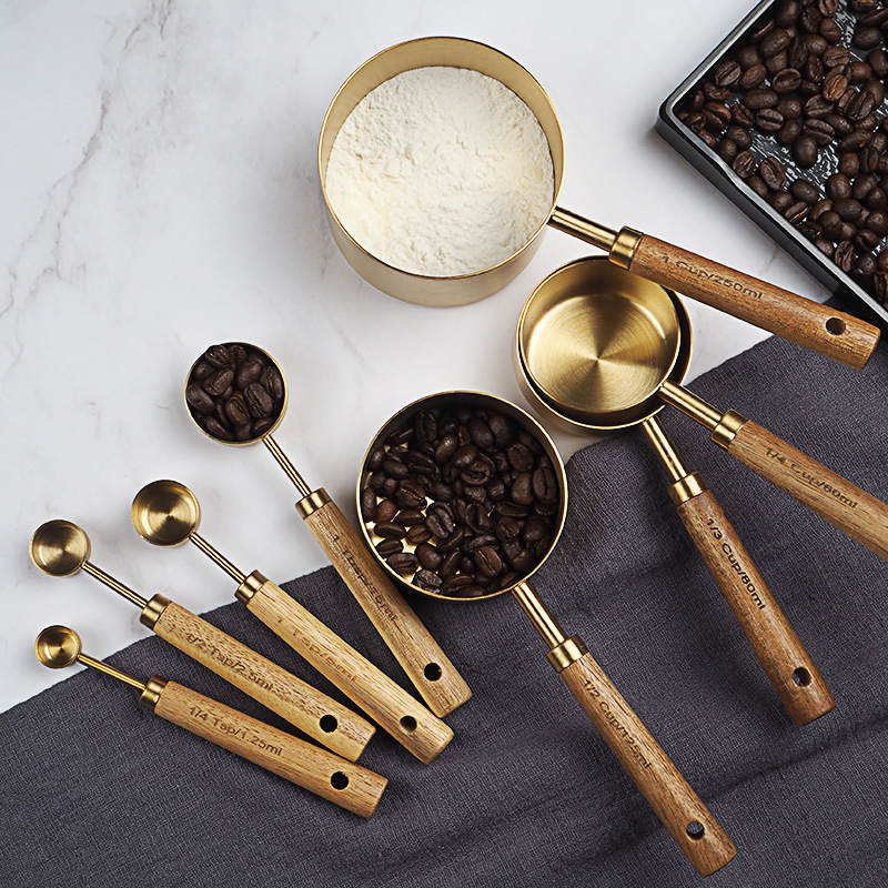 4/8 Stuks Houten Gouden Maatbe - Kitchen Gadgets Gold recensie en prijs